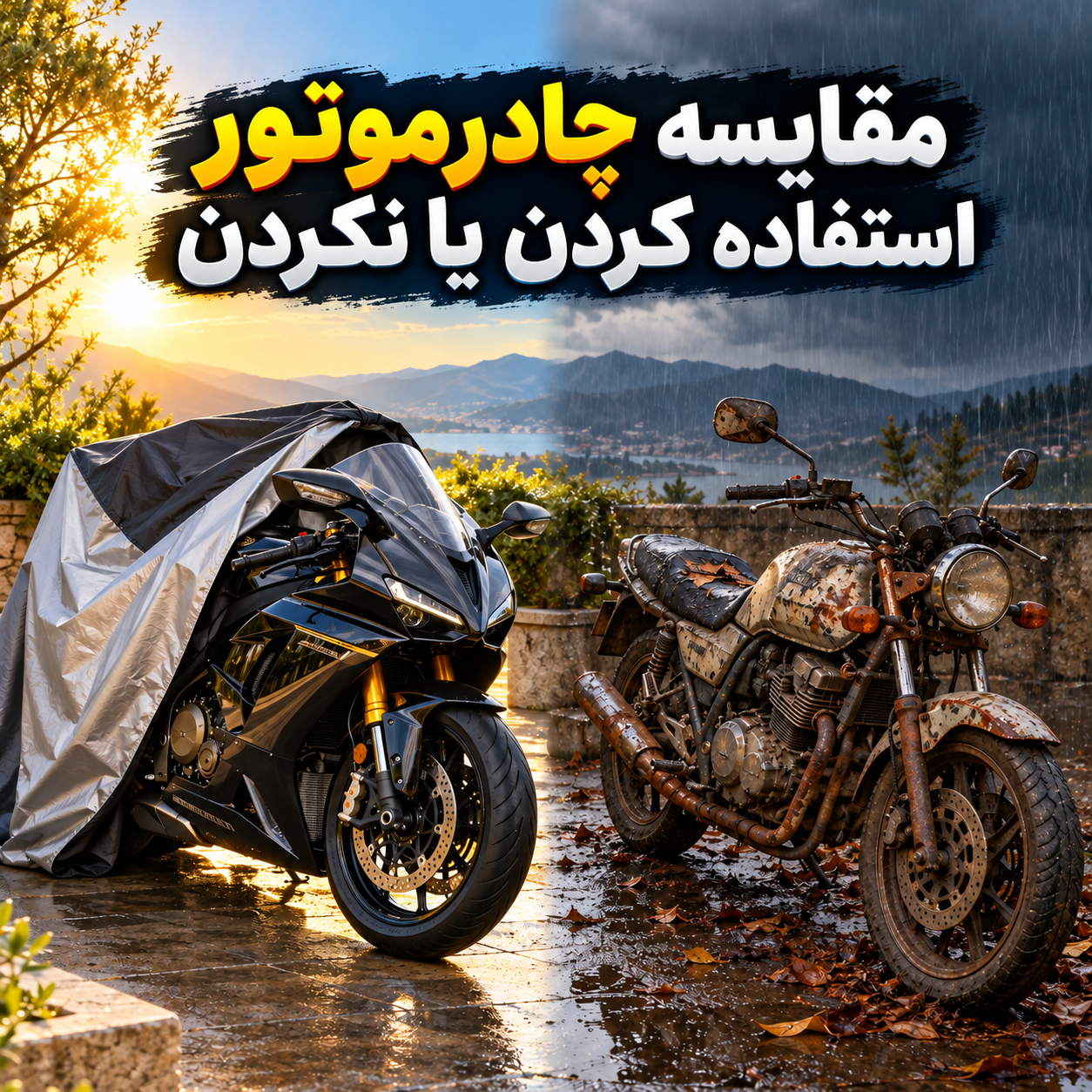 مقایسه استفاده از چادر موتور